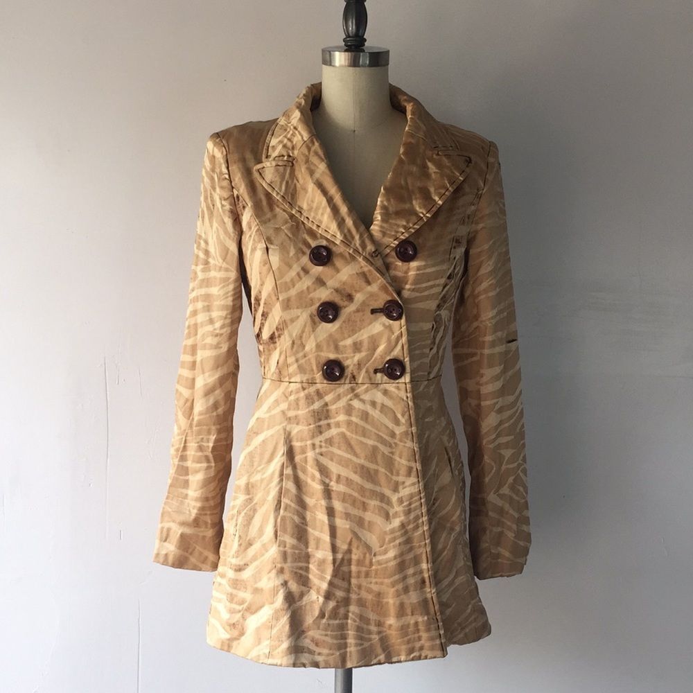 Vintage Y2K Kenzo Blazer animal print trench coat jacket 4